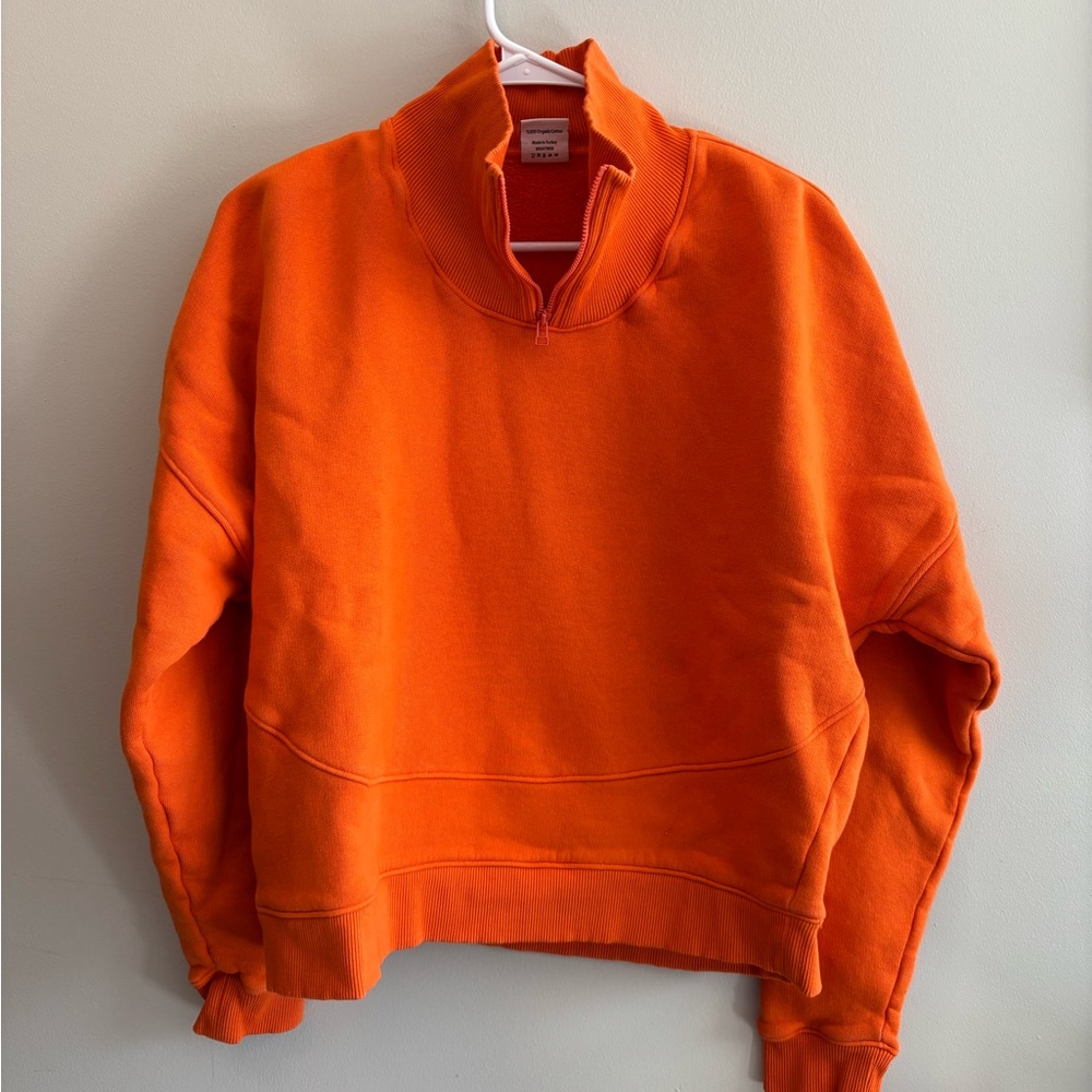 Outdoor Voices Nimbus Mustang Orange Half-Zip Women's Boxy Sweatshirt Size Large